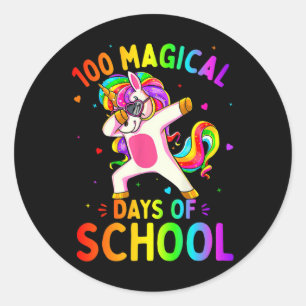 Unicorn Happy 100th Day 100 Magical Days Of School Classic Round Sticker