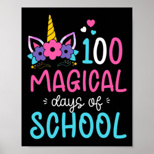 Unicorn Happy 100th Day 100 Magical Days Of School Poster
