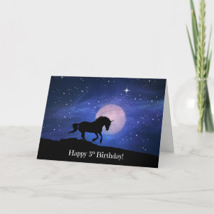 Unicorn Happy 5th Birthday Card