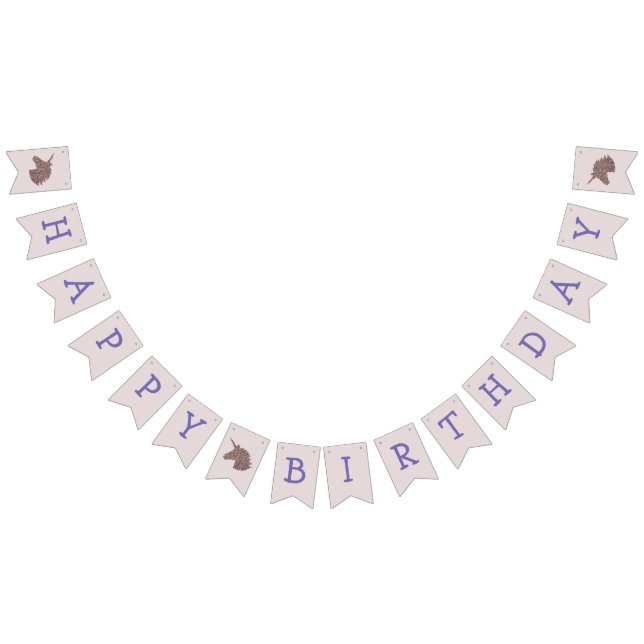 Unicorn Happy Birthday Bunting Flag Banner (All)