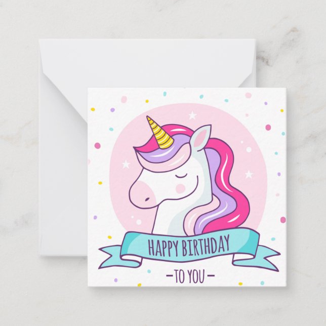 Unicorn Happy Birthday Card (Front)