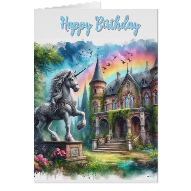 Unicorn Happy Birthday Friend Greeting Card (Front)