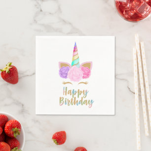 Unicorn Happy Birthday Napkin