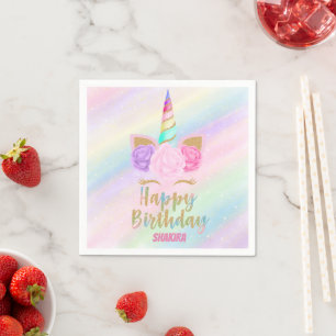 Unicorn Happy Birthday Napkin
