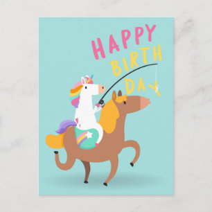 Unicorn Happy Birthday Postcard