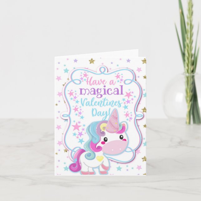 Unicorn Have a Magical Valentines Day Kids Card (Front)