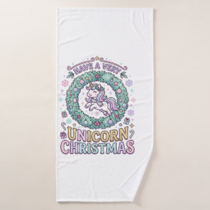 Unicorn Have a Very Unicorn Christmas Bold Typogra Bath Towel