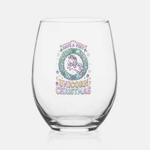 Unicorn Have a Very Unicorn Christmas Bold Typogra Stemless Wine Glass