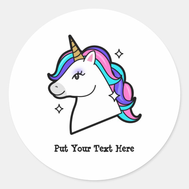 Unicorn Head clipart | Girl Unicorn Clipart Classic Round Sticker (Front)