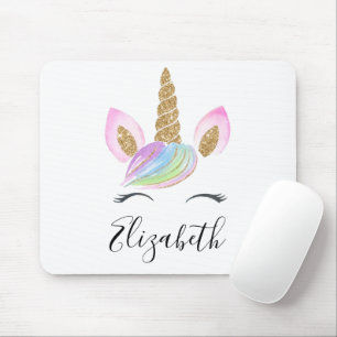 Unicorn Head Cute Personalised Custom Name Quote Mouse Mat