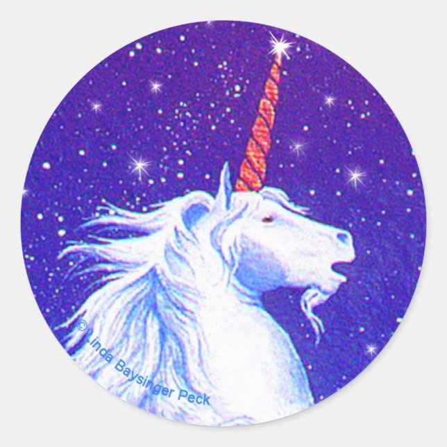 Unicorn Head with Stars Classic Round Sticker (Front)