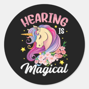 Unicorn Hearing Loss Deaf Cochlear Implant Awarene Classic Round Sticker