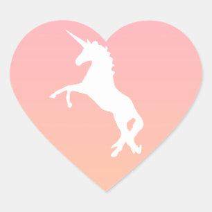 Unicorn Heart Pastel Pink Orange Color Party Favor Sticker
