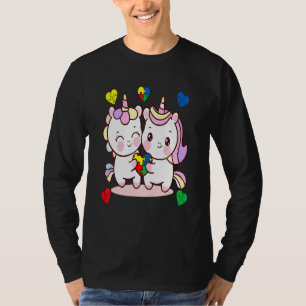 Unicorn Heart Puzzle Piece Autism Awareness Cute G T-Shirt