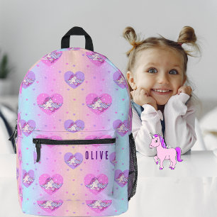 Unicorn Hearts girl's backpack in pink and purple