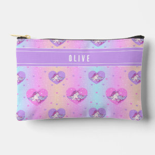 Unicorn Hearts, pink & purple pencil or toiletries Accessory Pouch