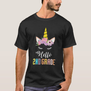 Unicorn Hello Second Grade 2021 Back To School Sup T-Shirt