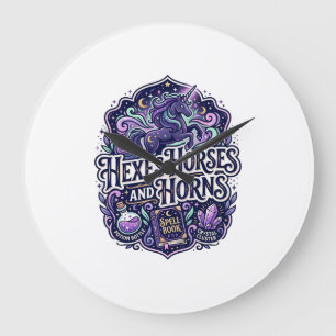 Unicorn Hexes Horses and Horns POD Ready POD Artwo Large Clock