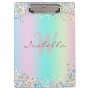 Unicorn Holographic Glitter Clipboard