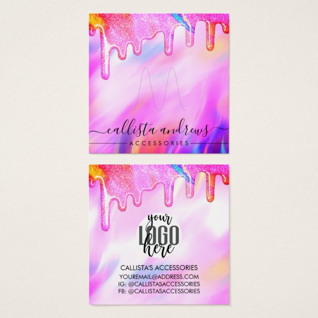 Unicorn Holographic Glitter Drip Ring Logo Display (Front & Back)