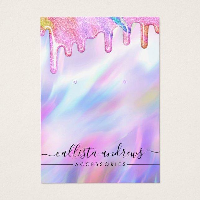 Unicorn Holographic Glitter Drips Earring Display (Front)