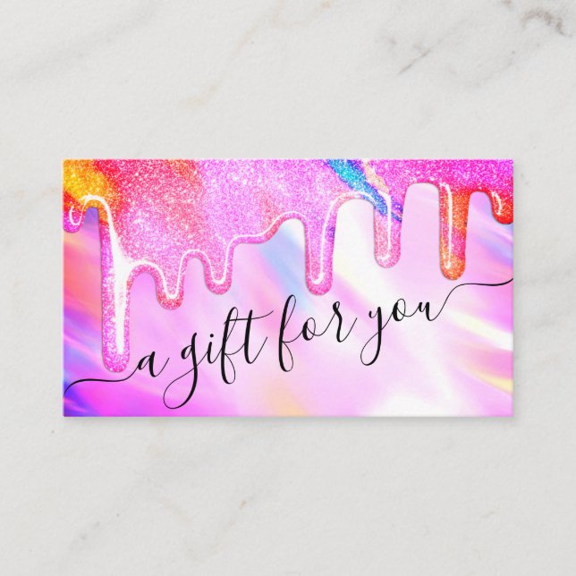 Unicorn Holographic Glitter Drips Gift Certificate (Front)