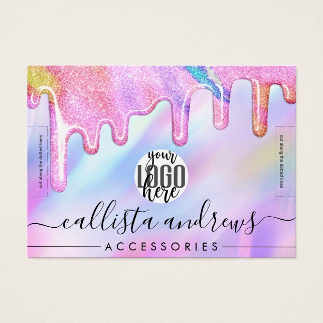 Unicorn Holographic Glitter Drips Logo Bracelet (Front)