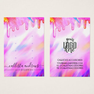 Unicorn Holographic Glitter Drips Logo Earring