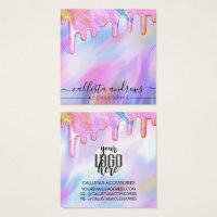 Unicorn Holographic Glitter Drips Logo Necklace