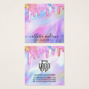 Unicorn Holographic Glitter Drips Logo Necklace