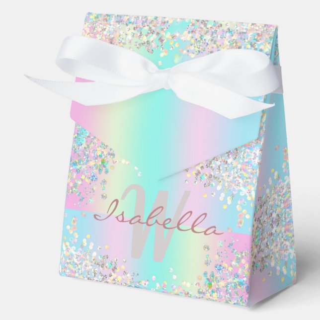 Unicorn Holographic Glitter Favour Box (Front)