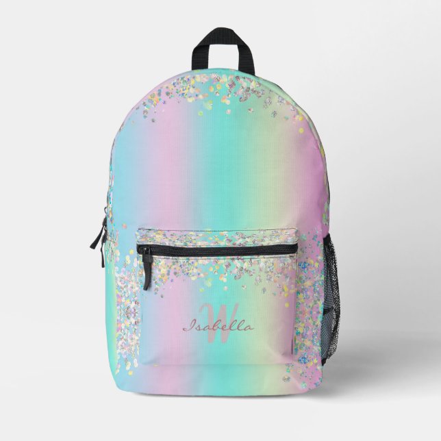 Unicorn Holographic Glitter Printed Backpack (Front)