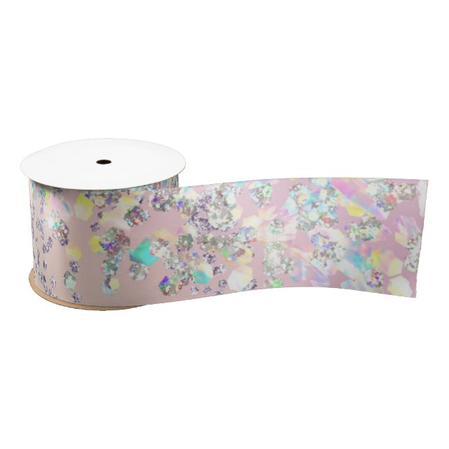 Unicorn Holographic Glitter  Satin Ribbon (Spool)