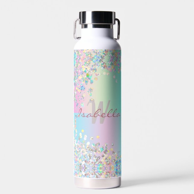Unicorn Holographic Glitter Water Bottle (Front)