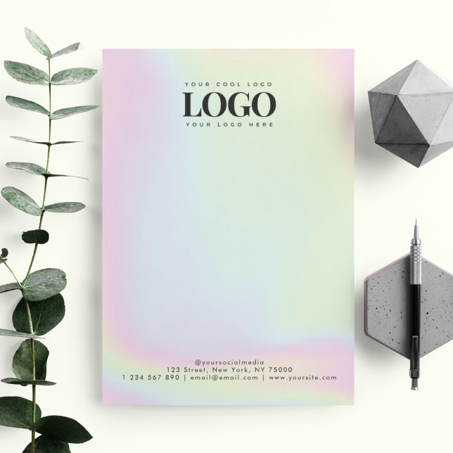 Unicorn Holographic Pastel Your Custom Logo Here Custom Letterhead (Creator Uploaded)