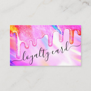 Unicorn Holographic Thick Glitter Drips Loyalty Card