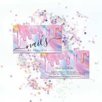 Unicorn Holographic Thick Glitter Drips Nails