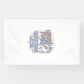 Unicorn Horn First Questions Later Adorable Sticke Banner