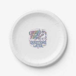 Unicorn Horn First Questions Later Adorable Sticke Paper Plate