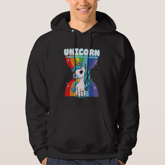 Unicorn Horns Make Everything Better Unicorn Hoodie (Front)