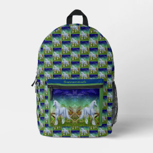 Unicorn Horse Walking Through Gate Personalised Printed Backpack