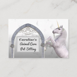 Unicorn Horse White Marble Animal Care Business Card