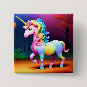 Unicorn Horse with Rainbow Colours  15 Cm Square Badge
