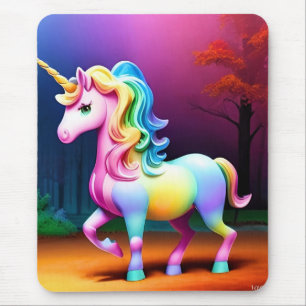 Unicorn Horse with Rainbow Colours Mouse Mat