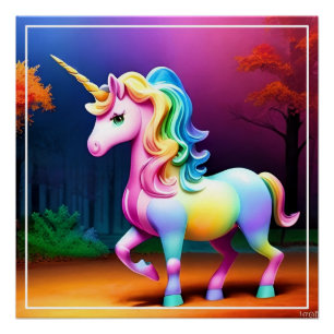 Unicorn Horse with Rainbow Colours  Poster