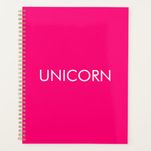 Unicorn hot pink custom modern typography funny planner