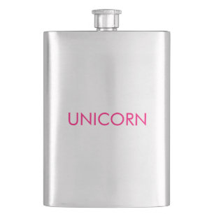 Unicorn hot pink fuchsia text minimalist cool hip flask