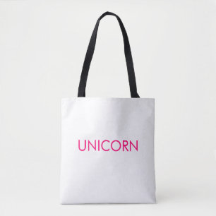 Unicorn hot pink minimalist custom text funny tote bag