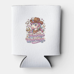Unicorn Howdy Unicorn Gift Idea Sticker and Shirt  Can Cooler