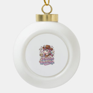 Unicorn Howdy Unicorn Gift Idea Sticker and Shirt Ceramic Ball Christmas Ornament
